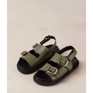 ALOHAS Harper Green Leather Sandals, Size 37